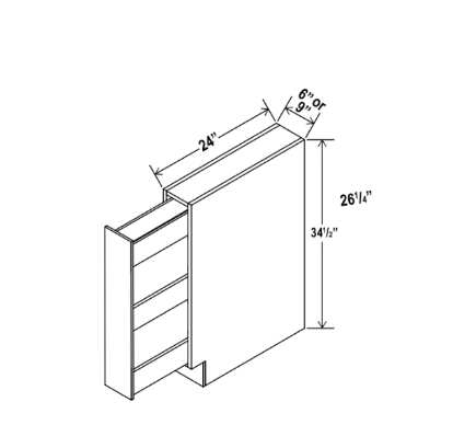 White Shaker Spice Pull Base Cabinet