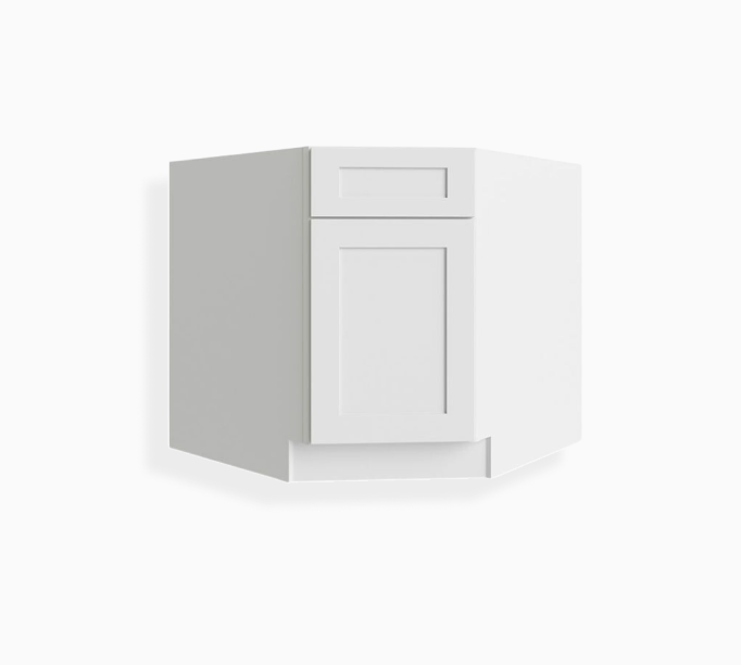 White Shaker Corner Sink Base Cabinet