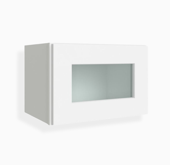 Armario de pared blanco Shaker de 12″ de alto con una puerta y puerta de vidrio