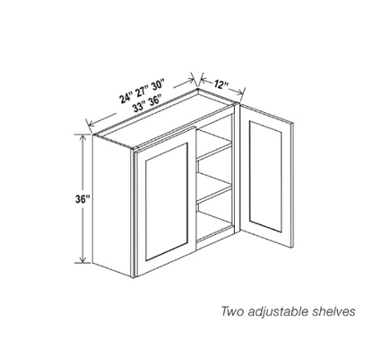 Armario de pared blanco Shaker de 36″ de alto con dos puertas