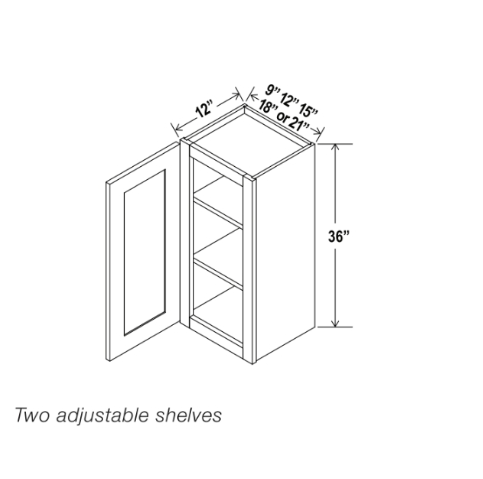 Armario de pared blanco Shaker de una puerta de 36″ de alto