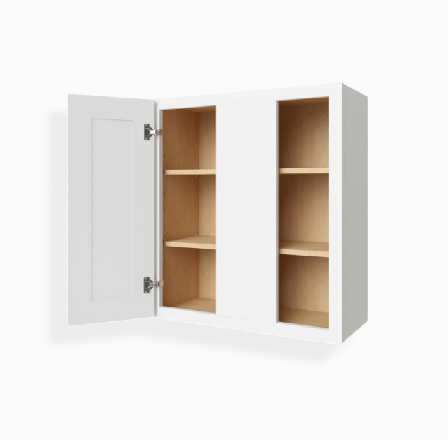 White Shaker 36″ H Single Door Wall Cabinet with Glass Door