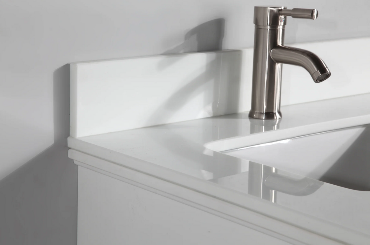 Genoa 60 in. White Double Sink Vanity Set with Engineered Marble Top