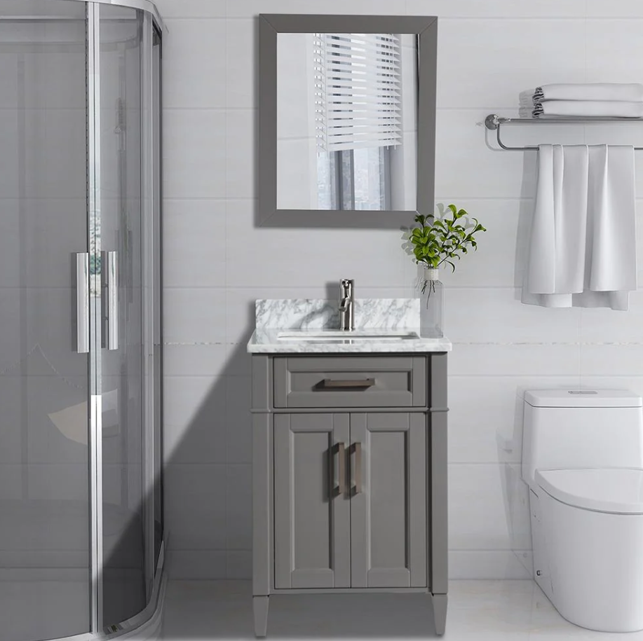 24 in. Single Sink Vanity Set with Carrara Marble Top