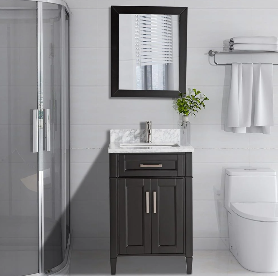24 in. Single Sink Vanity Set with Carrara Marble Top