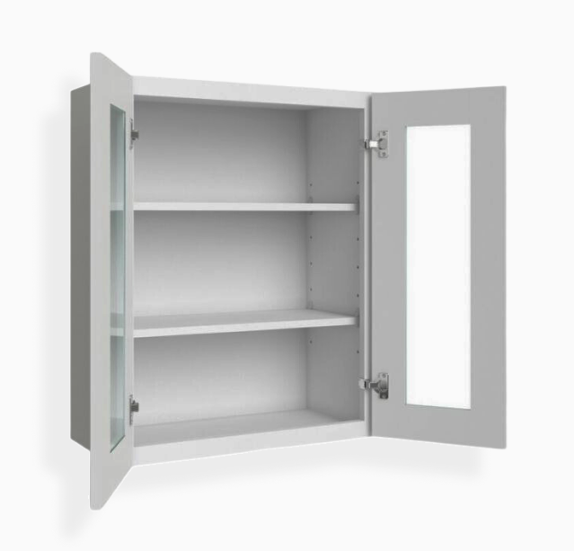 Gray Shaker 30″ H Double Door Wall Cabinet with Glass Door