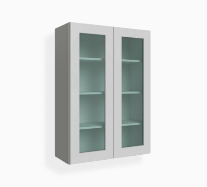 Gray Shaker 42″ H Double Door Wall Cabinet with Glass Doors