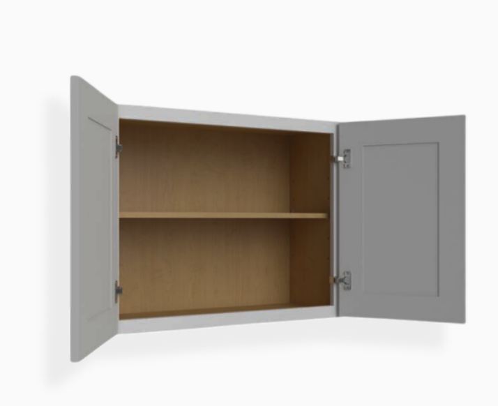 Gabinete de pared gris Shaker de 24″ de alto con doble puerta