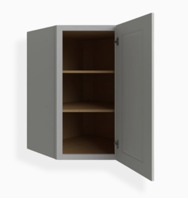 Estante de pared de esquina diagonal de 27″ de ancho, estilo Shaker gris