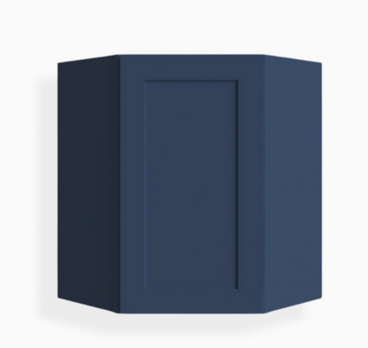 Estante de pared esquinero diagonal de 24″, estilo Shaker, color azul marino