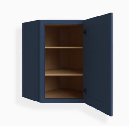 Estante de pared esquinero diagonal de 24″, estilo Shaker, color azul marino