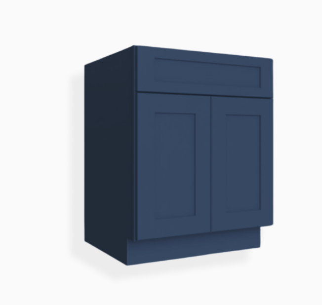 Gabinete base azul marino estilo shaker con puertas dobles