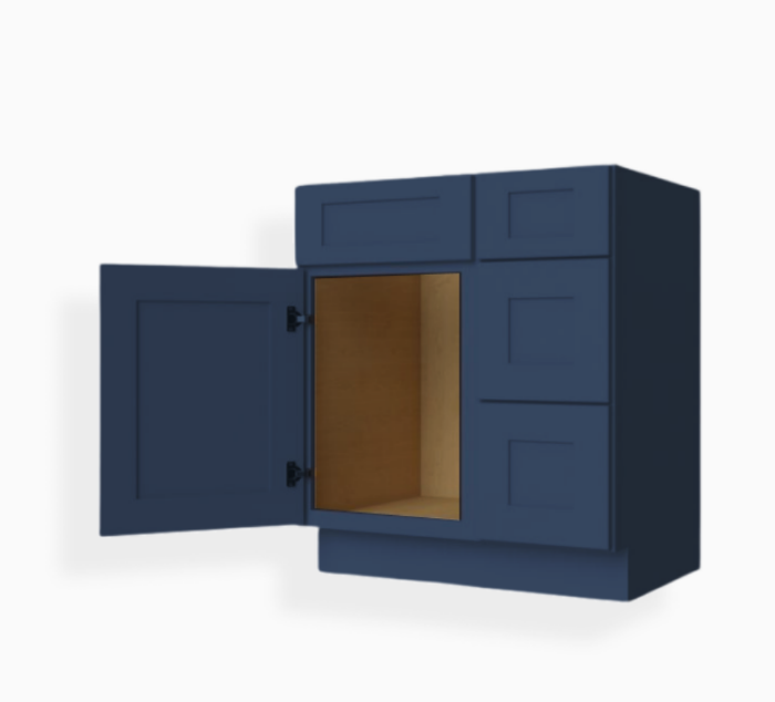 Tocador combinado azul marino Shaker de 36″ de ancho con cajones
