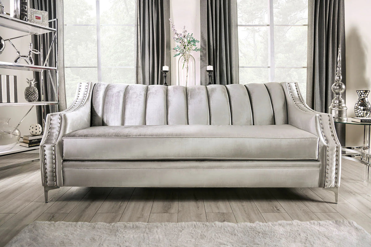 Elicia Silver or Champagne Sofa or Loveseat