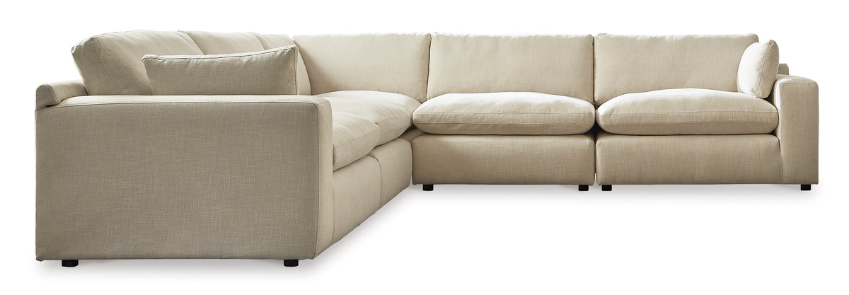 Elyza Linen 5-Piece Sectional, Ottoman Option