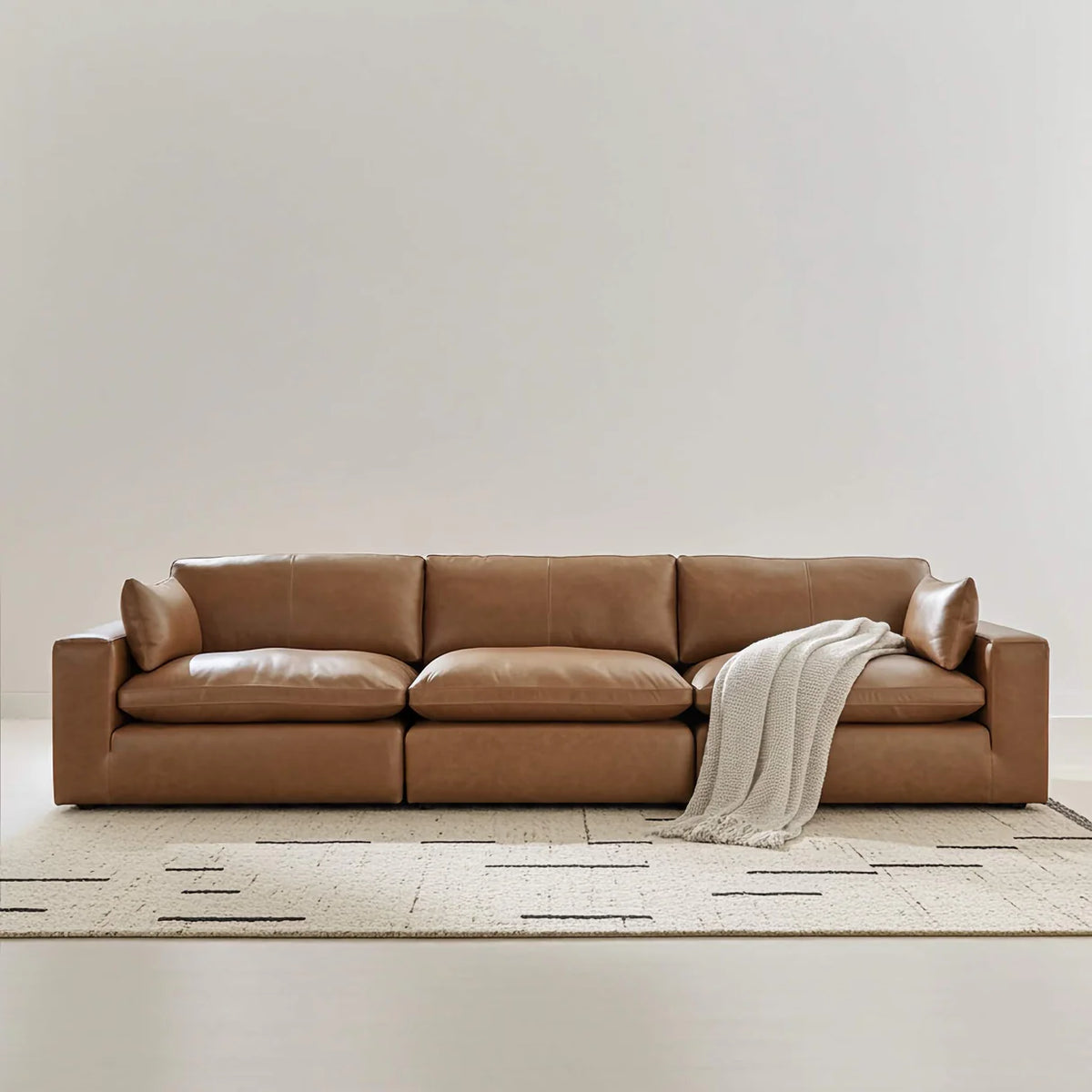 Emilia Leather-Match 3-Piece Sofa, Caramel or Black