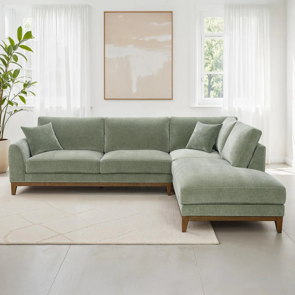 Watton Olive Green RAF Chaise Sectional