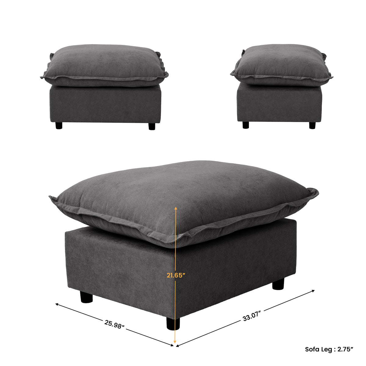 Contemporary Linen-Look Sectional with Wireless Charging