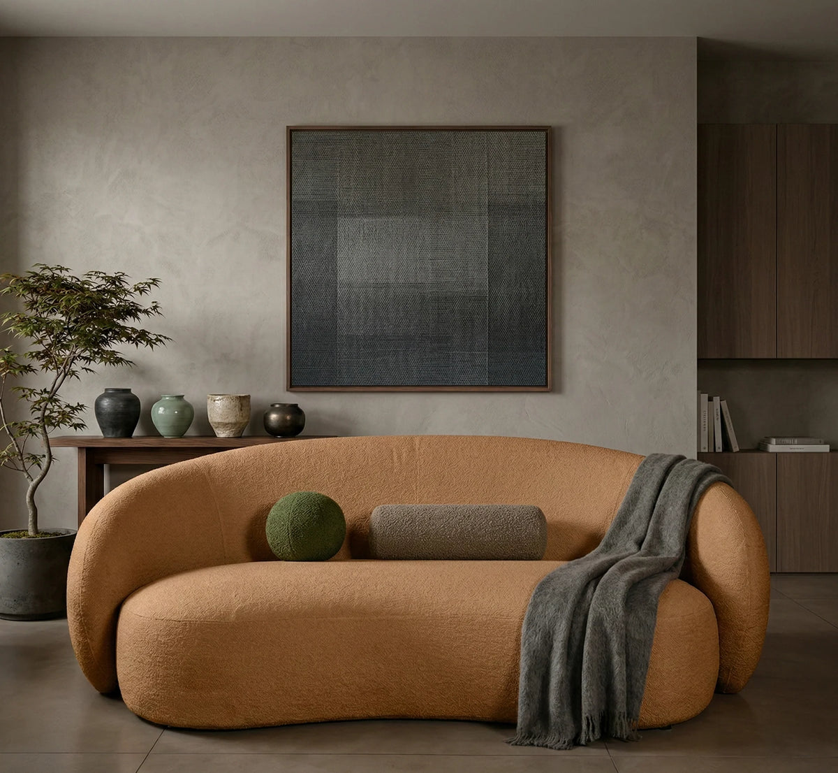Brevik Terracotta Brown Curved Sofa