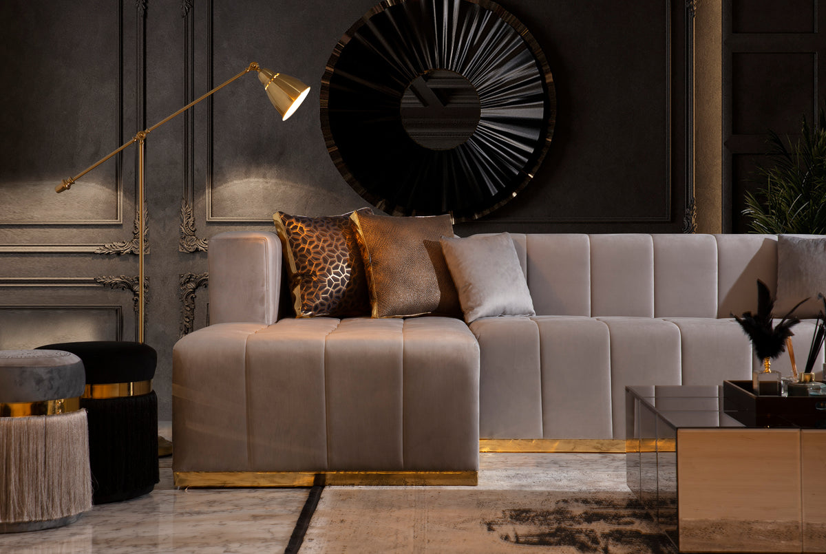 Elisha 140-Inch Velvet Double Chaise Sectional