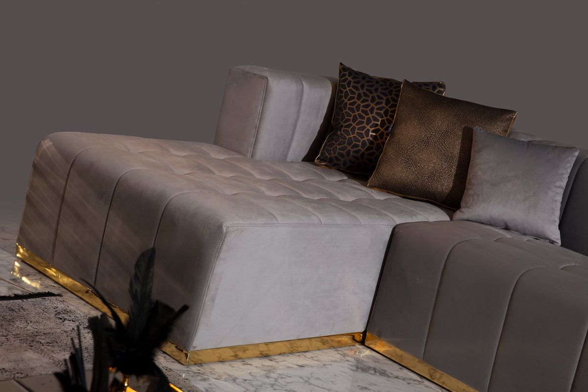 Elisha 140-Inch Velvet Double Chaise Sectional