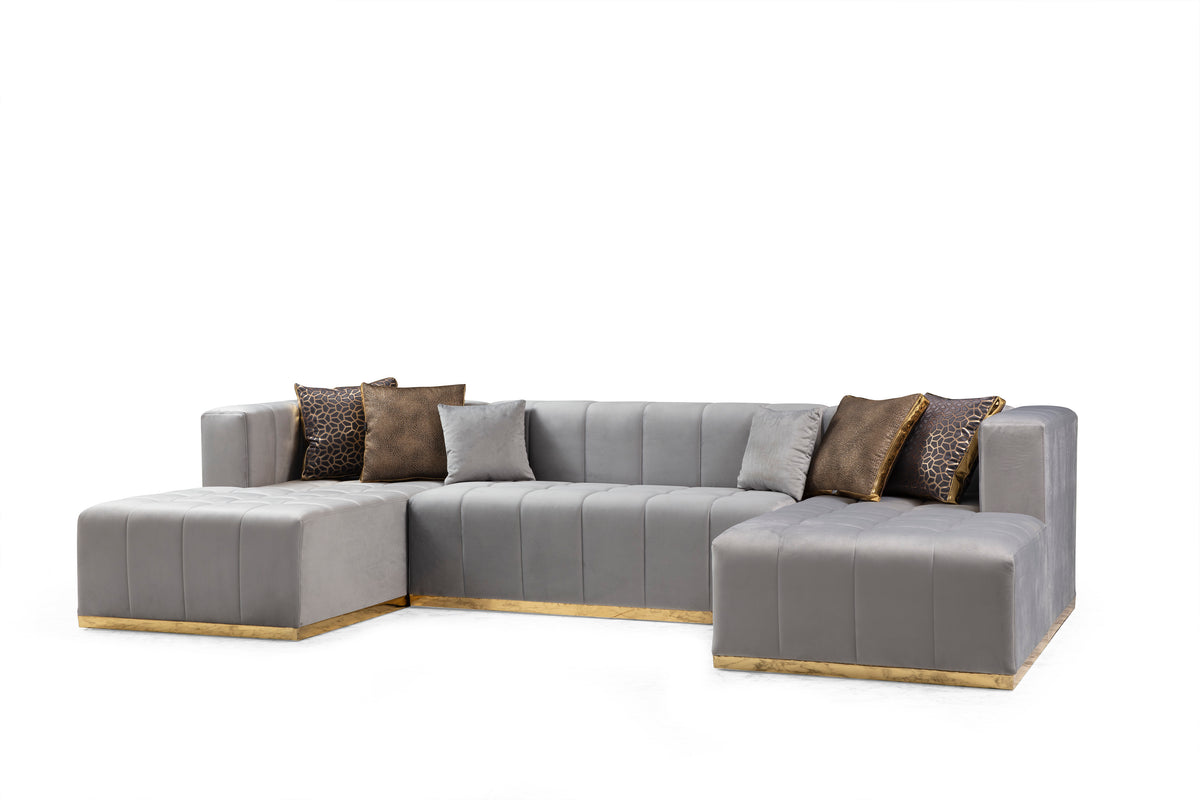 Elisha 140-Inch Velvet Double Chaise Sectional