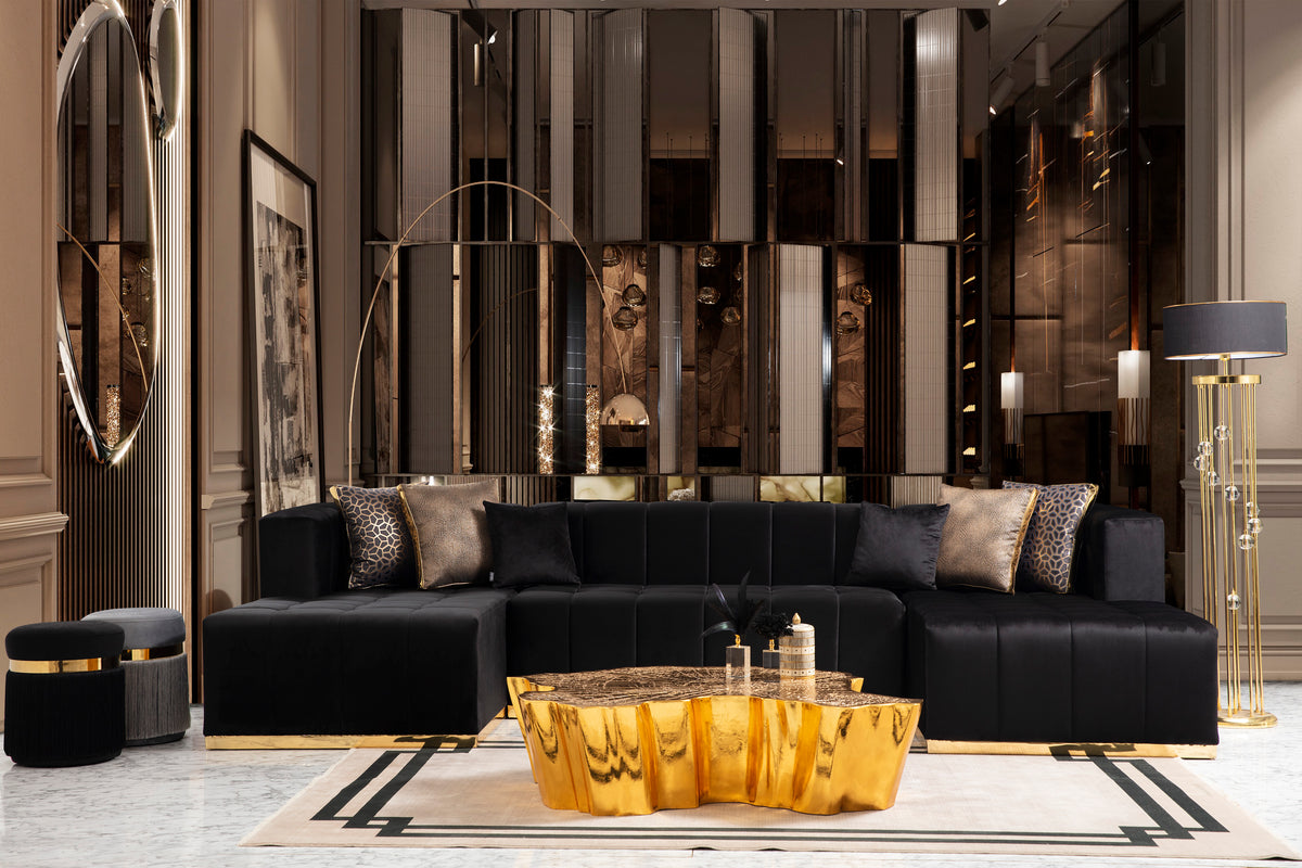 Elisha Velvet Double Chaise Sectional