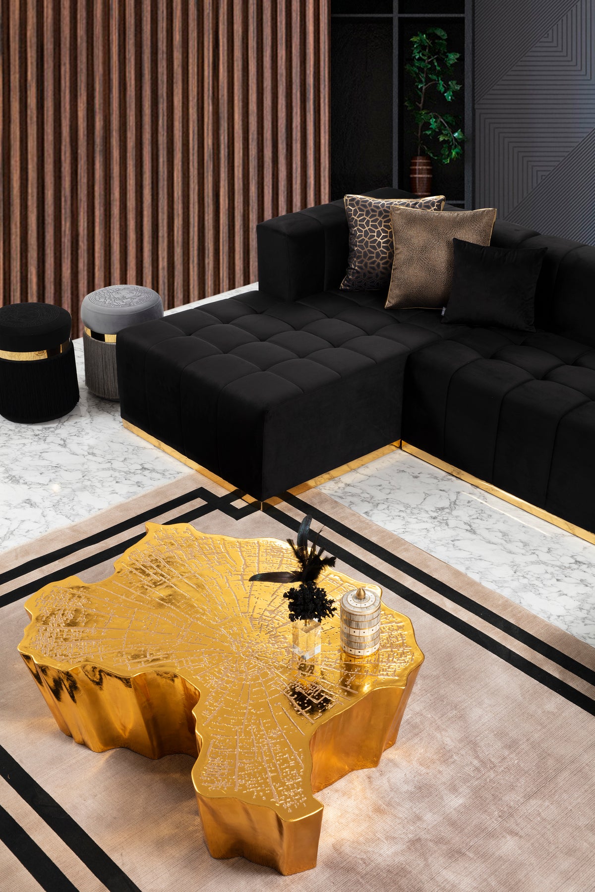 Elisha 140-Inch Velvet Double Chaise Sectional