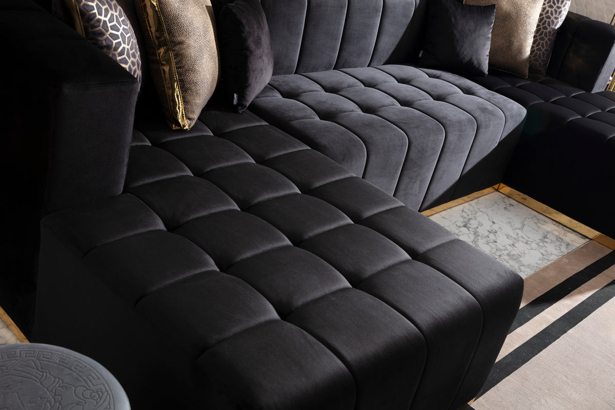 Elisha 140-Inch Velvet Double Chaise Sectional
