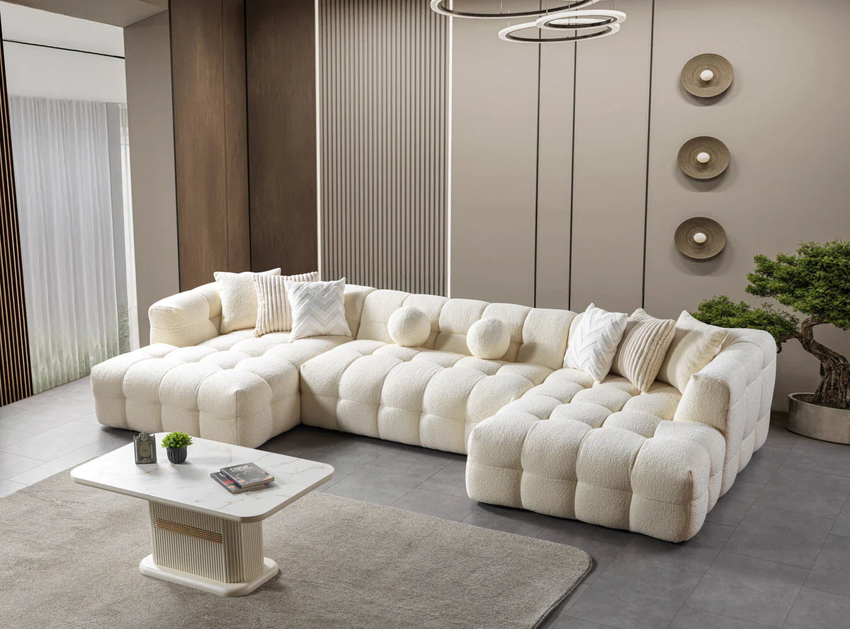 Ivy 146-Inch Bouclé Double Chaise Sectional
