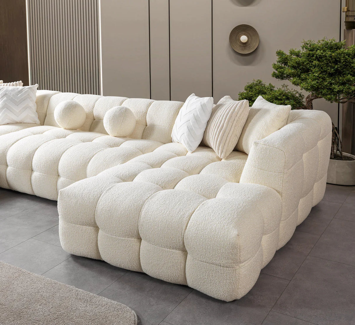 Ivy 146-Inch Bouclé Double Chaise Sectional