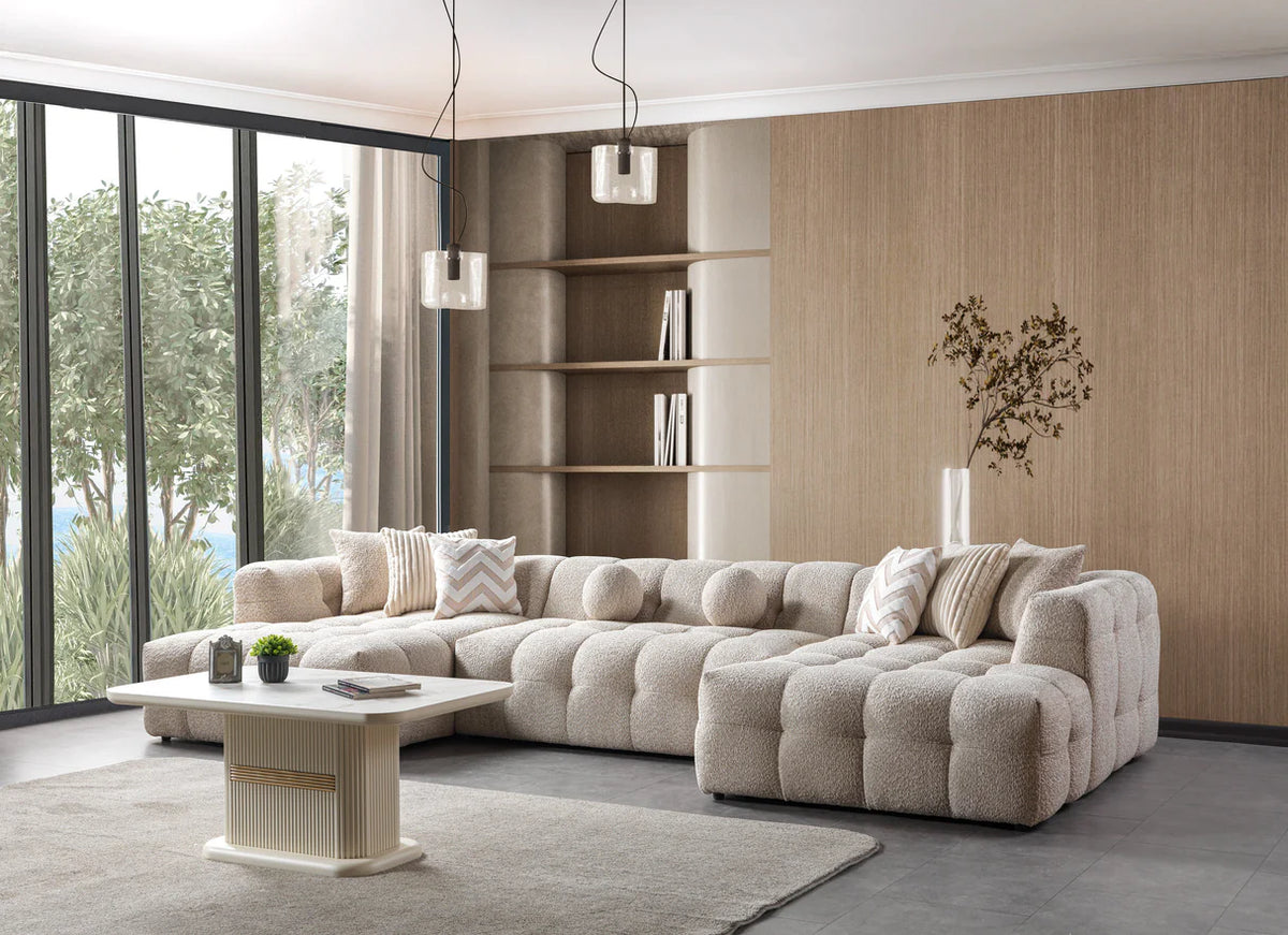Ivy 146-Inch Bouclé Double Chaise Sectional