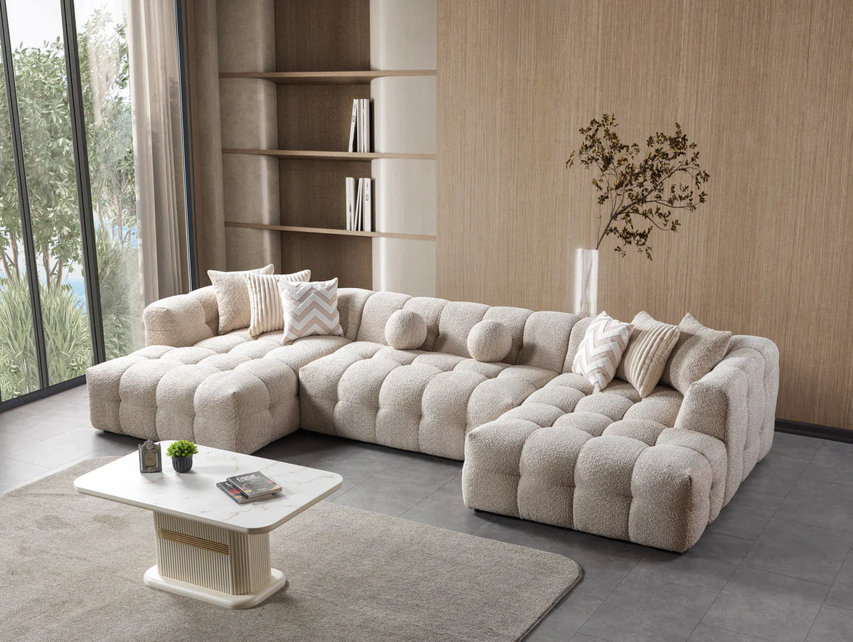Ivy 146-Inch Bouclé Double Chaise Sectional