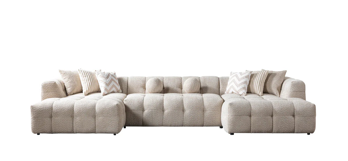 Ivy 146-Inch Bouclé Double Chaise Sectional