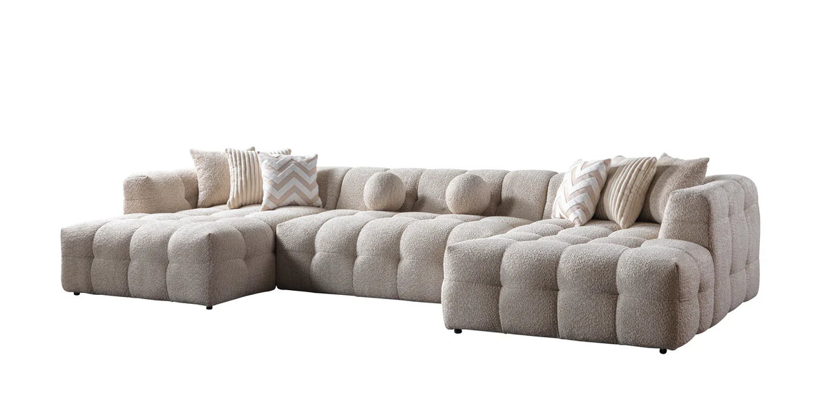 Ivy 146-Inch Bouclé Double Chaise Sectional