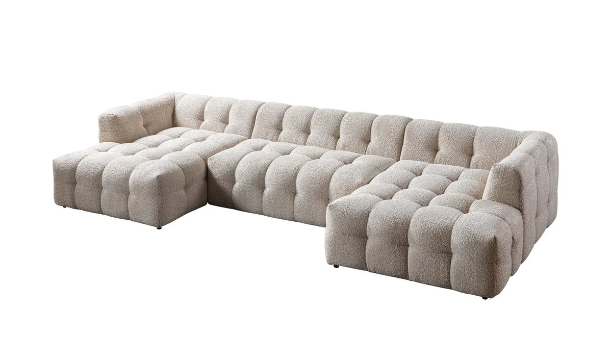 Ivy 146-Inch Bouclé Double Chaise Sectional