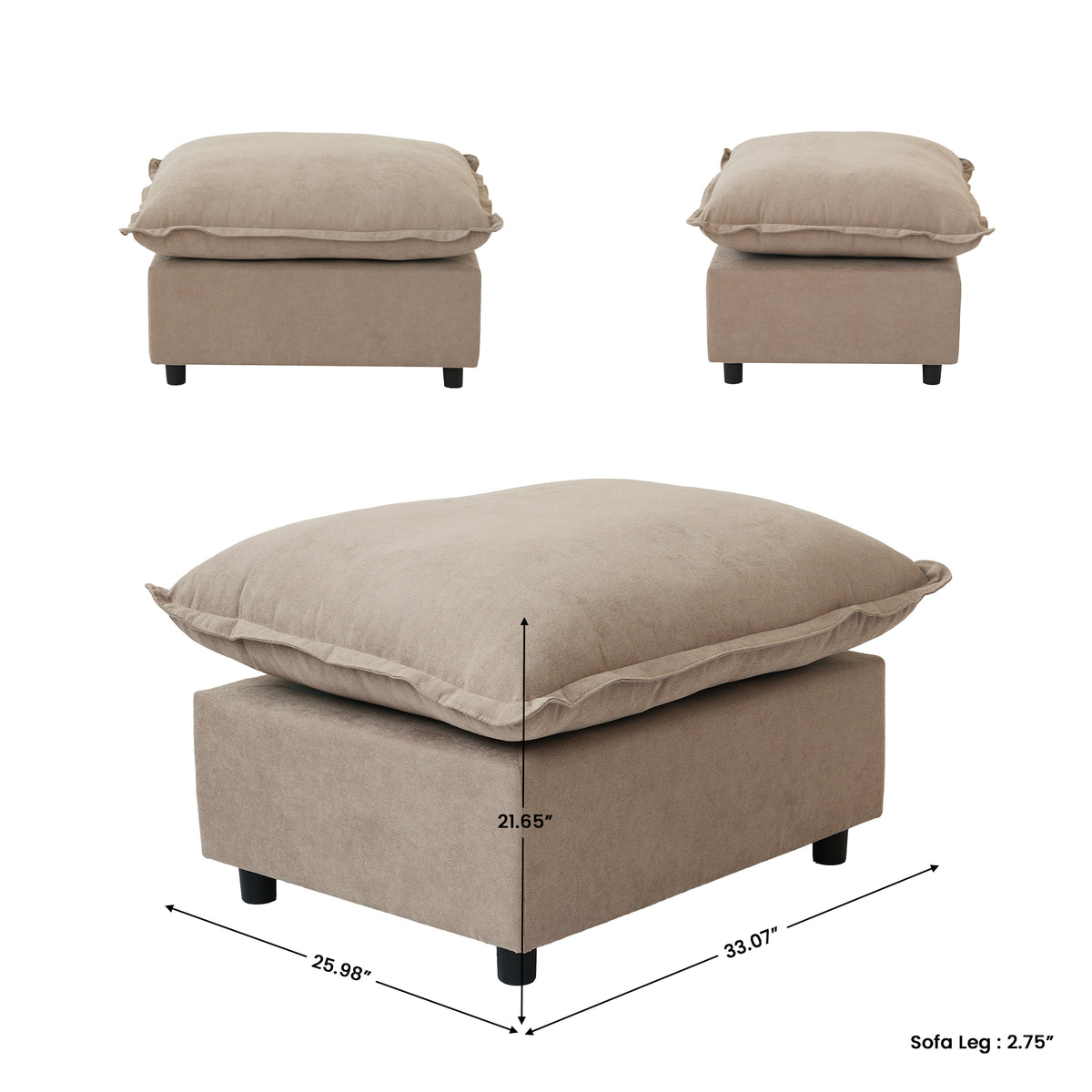 Contemporary Linen-Look Sectional with Wireless Charging