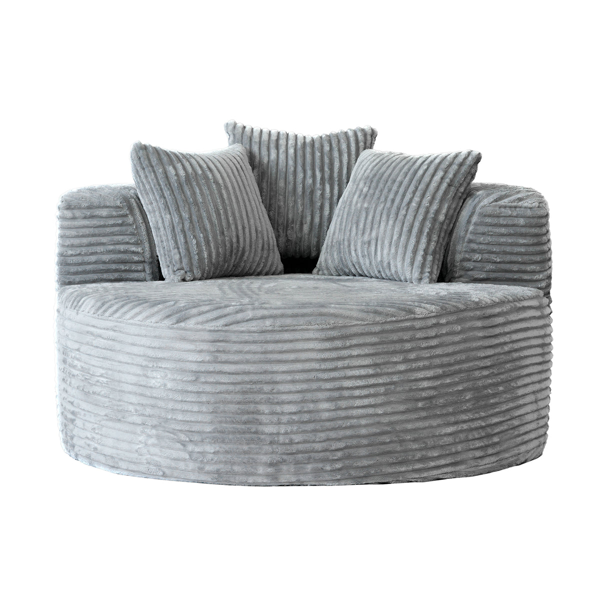 Contemporary Round Corduroy Accent Chair with Pillows
