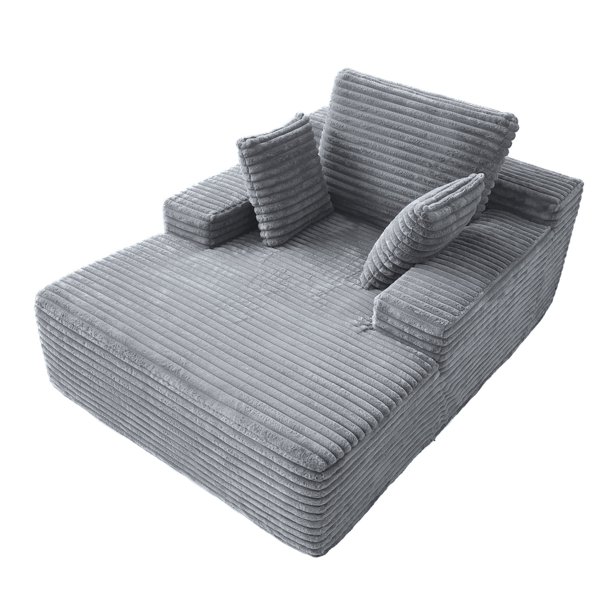 Corduroy Chaise Lounge Chair with Pillows