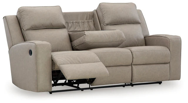 Lavenhorne Pebble Faux Leather Reclining Sofa with Table