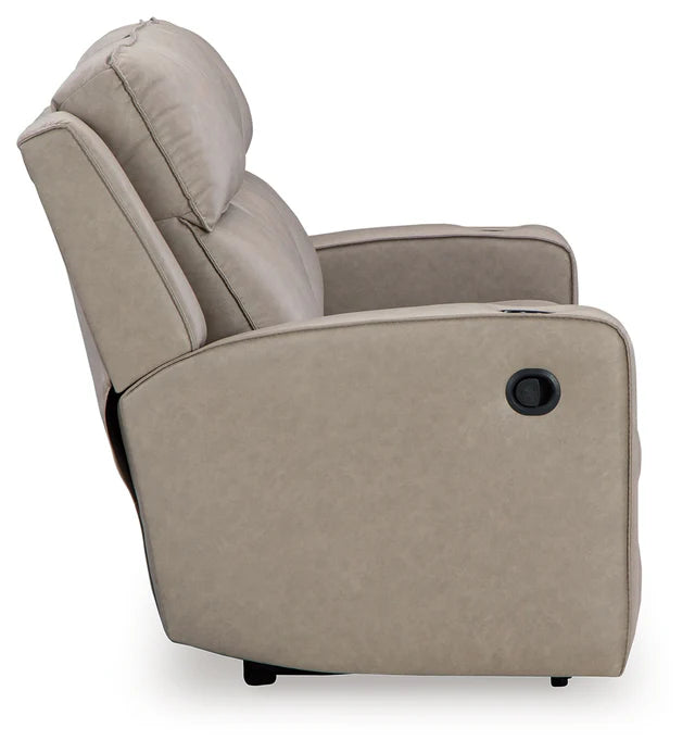 Lavenhorne Pebble Faux Leather Reclining Sofa with Table