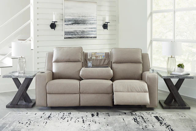 Lavenhorne Pebble Faux Leather Reclining Sofa with Table