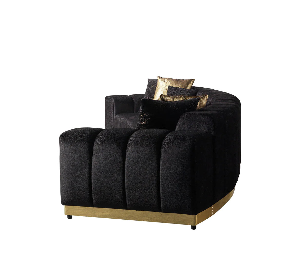 Michelle Black Velvet 3-Piece Curved Sectional
