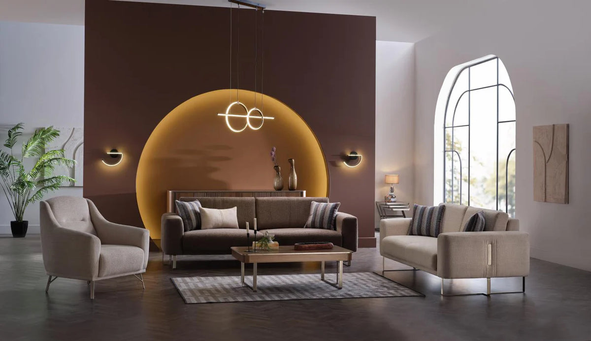 Mirante Beatto Cream Living Room Set