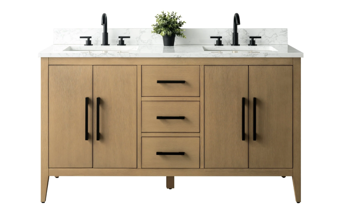 60 in. Double Sink Bathroom Vanity with Engineered Marble Top