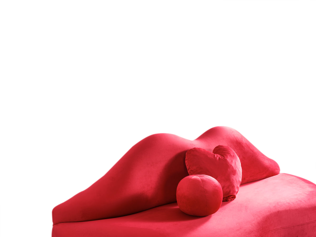 Lips Velvet Loveseat, Black, Red or Maroon