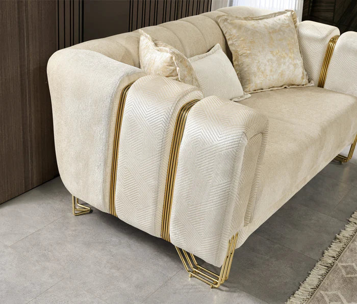 Santana Velvet Sofa, Smoke, Ivory, Silver or Coffee