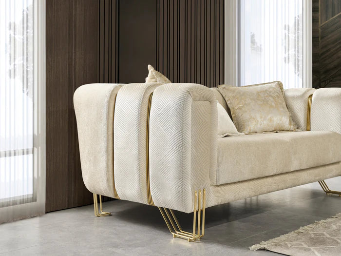 Santana Velvet Sofa, Smoke, Ivory, Silver or Coffee