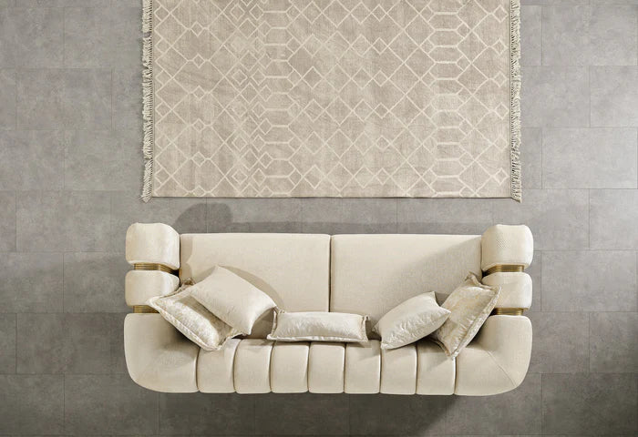 Santana Velvet Sofa, Smoke, Ivory, Silver or Coffee