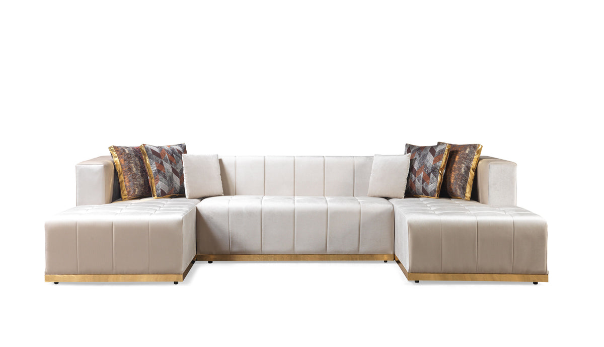 Elisha 140-Inch Velvet Double Chaise Sectional